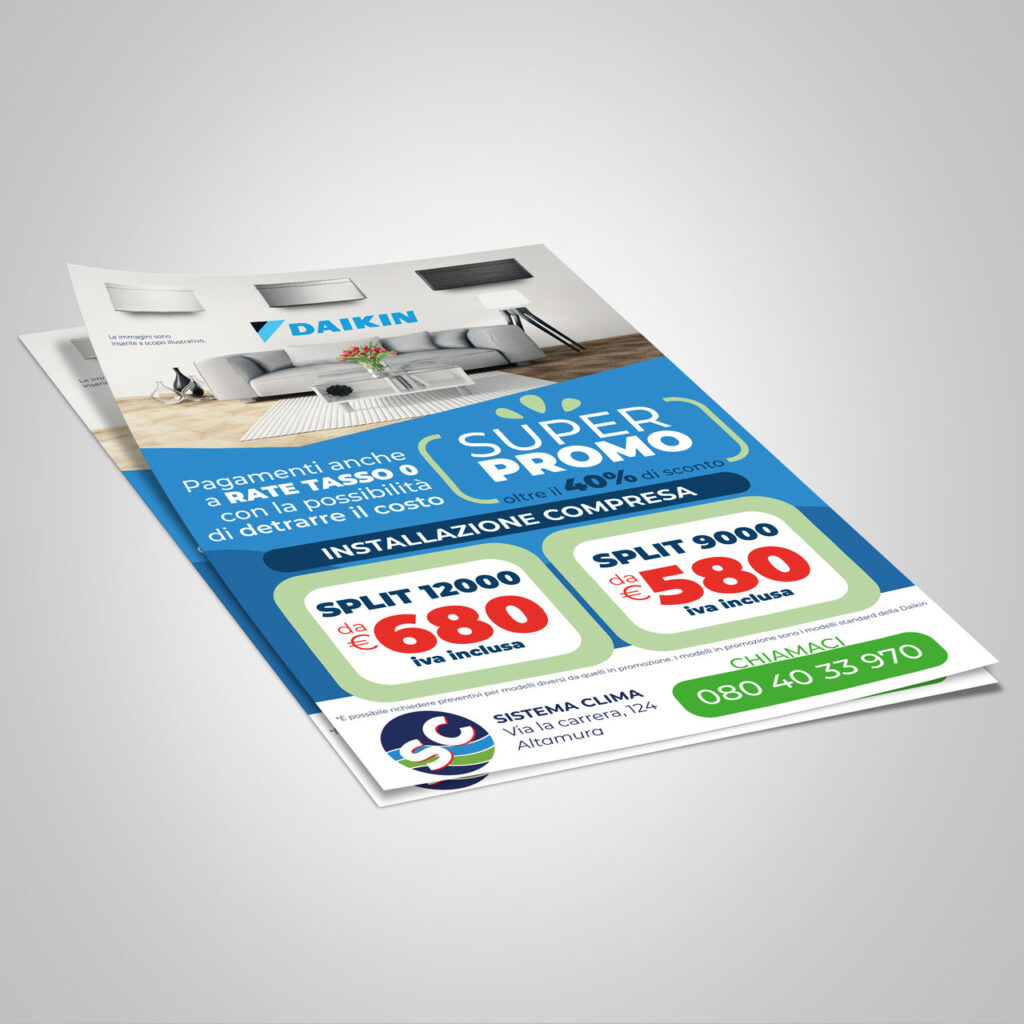 Volantino promo condizionatore sistema clima